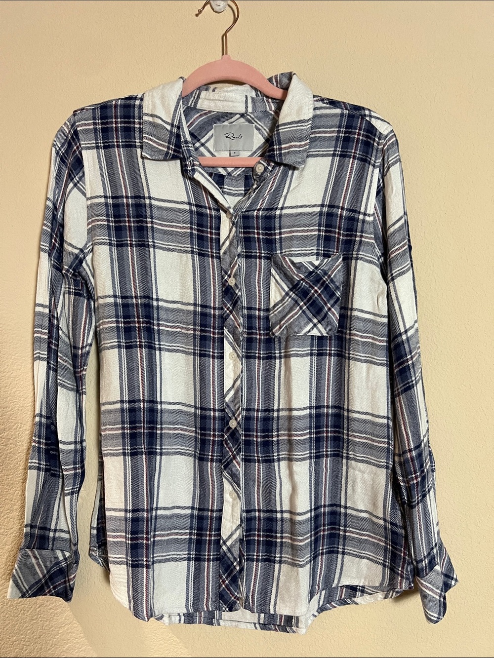 Rails Women Hunter Plaid Button-Down Shirt in Navy and White Size Small